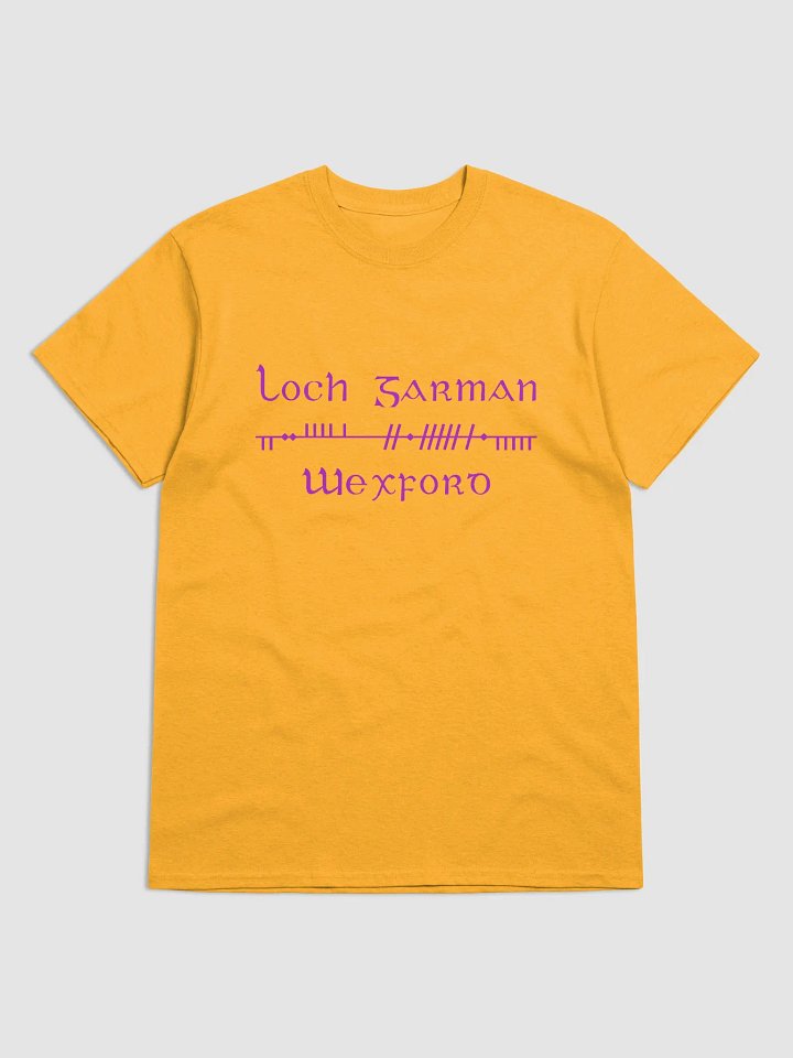 Wexford/Loch Garman Scholastic style Ogham yellow printed T-shirt product image (1)