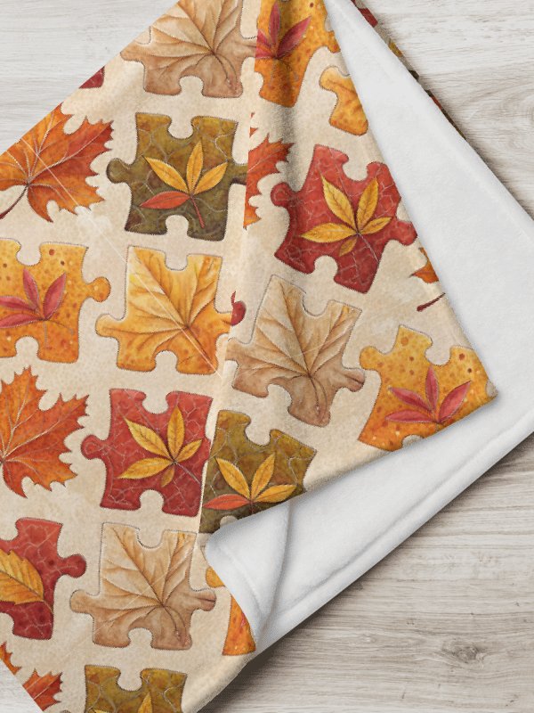 Cozy Fuzz: Autumn Jigsaw Puzzle Printed Throw Blanket product image (1)