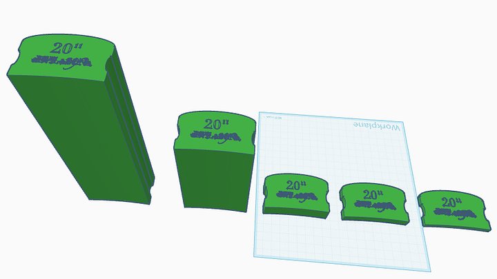 Set of five 20" Fretboard Guitar Radius Blocks (3D Print File) product image (2)