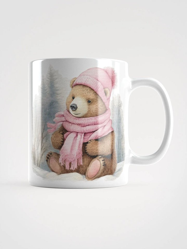 Adorable cute bear wearing a pink hat and scarf Mug product image (1)