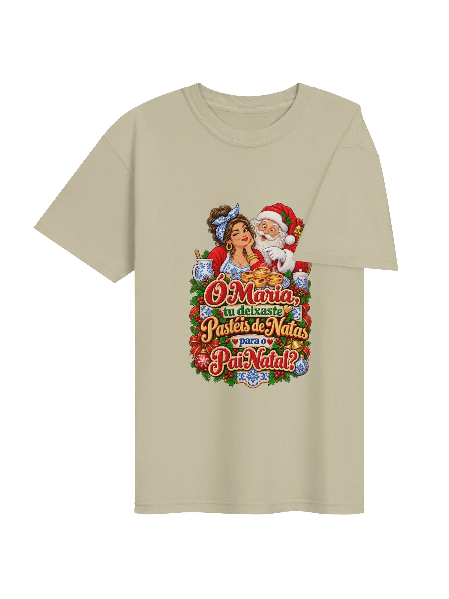 Ó Maria! Pastéis de Nata para o Pai Natal? – Funny Portuguese Christmas T-Shirt product image (4)