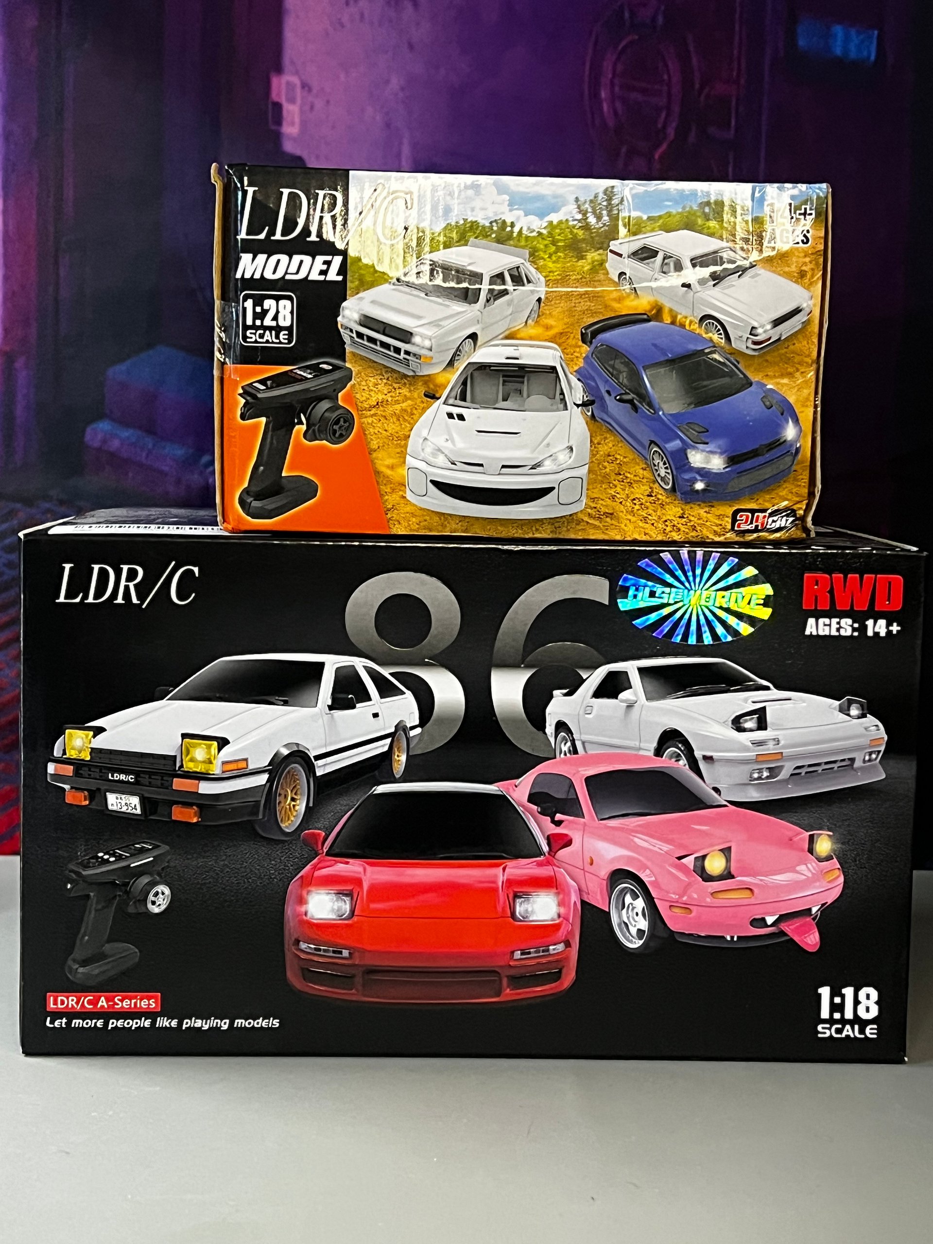 Brand New LDR/C RC Car Lot — 1:18 Drift Car + 1:28 RC Car product image (1)
