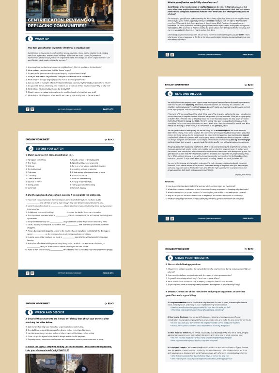 Gentrification: Reviving or Replacing Communities? (B2-C1) product image (2)