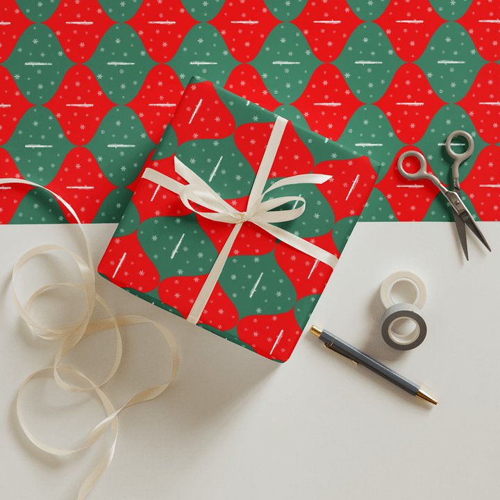 Ogee Gift Wrap Roll - Red and Green Piccolo - 30 x 72 product image (1)