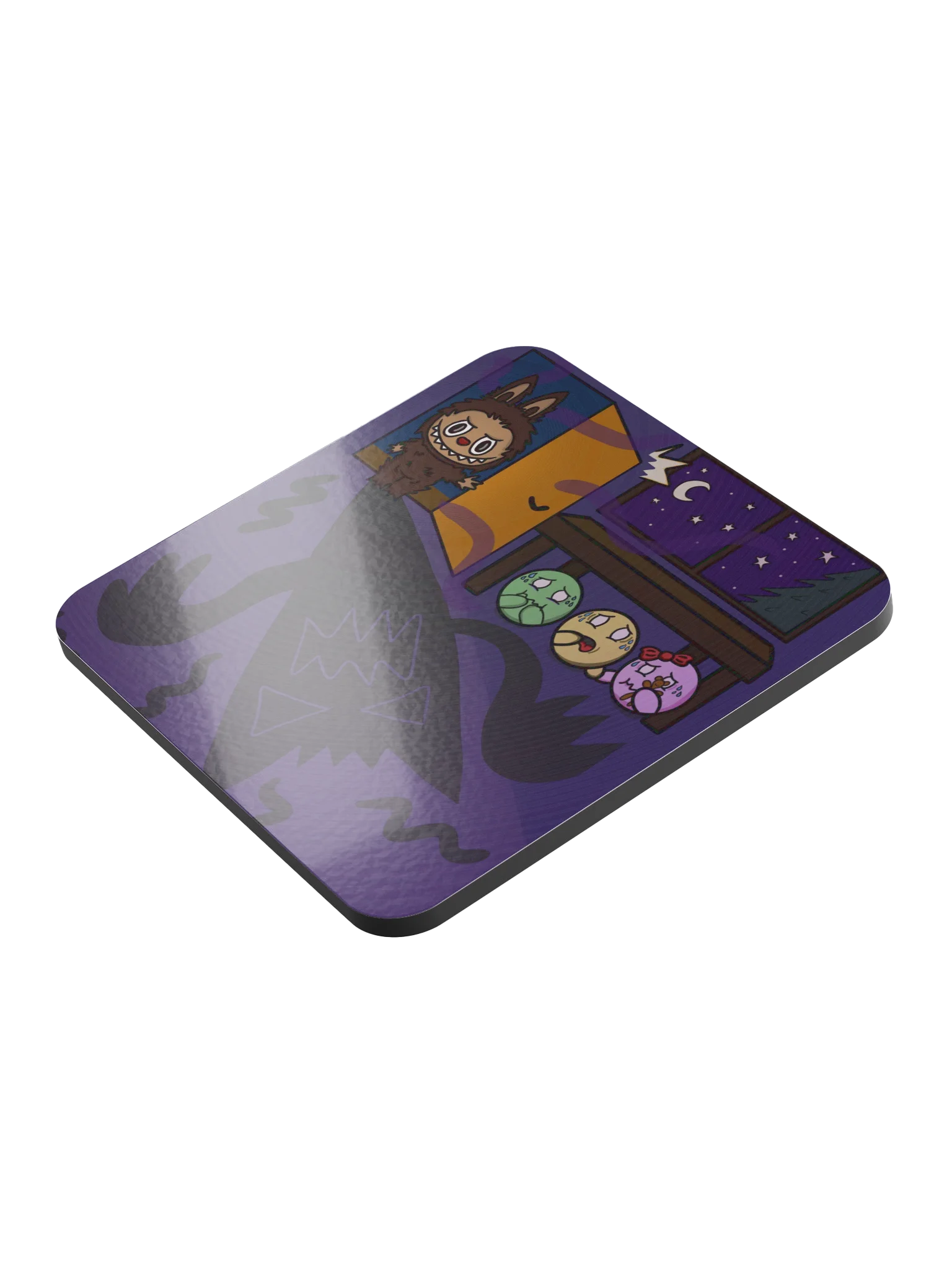 Dango Squad & Labubu - Glossed Cork Coaster product image (2)