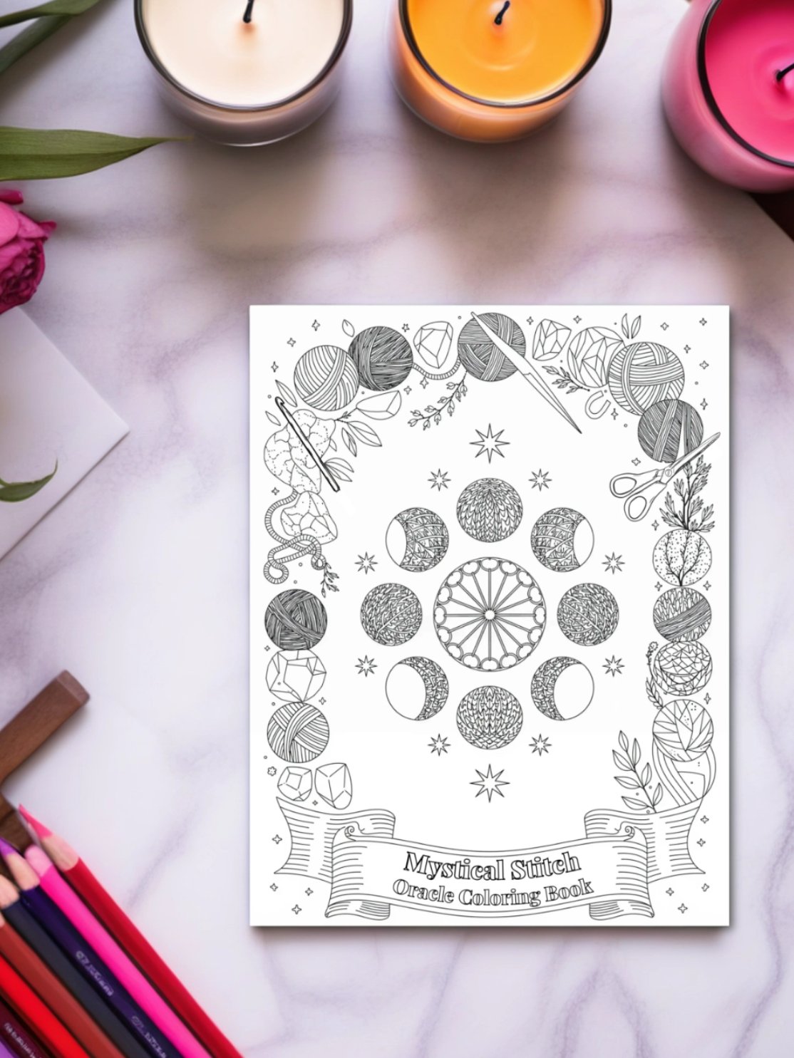 Mystical Stitch Oracle Coloring Book | Printable Crochet Coloring Pages | Fiber Arts Meditation & Magic product image (2)