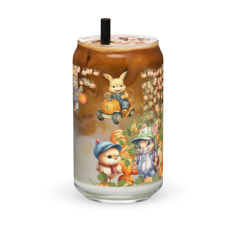 Witches Brew Coven: The Pumpkin Harvest Glass Can Tumbler | 16oz Fall-Themed Drinkware | Whimsical Animal Design product image (3)