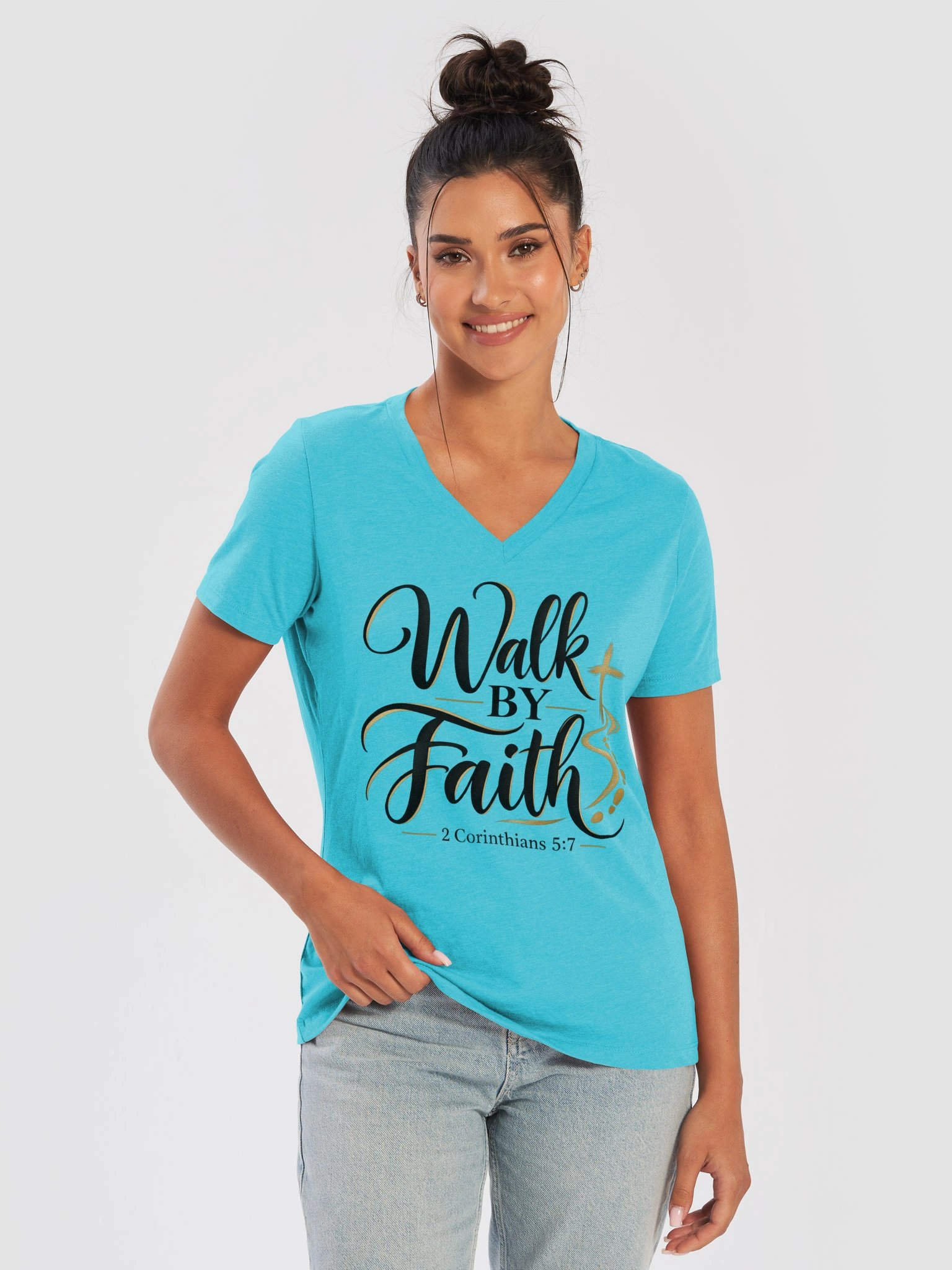Women's Walk by Faith Christian T-Shirt - 2 Corinthians 5:7 Faith-Based Graphic Tee product image (37)