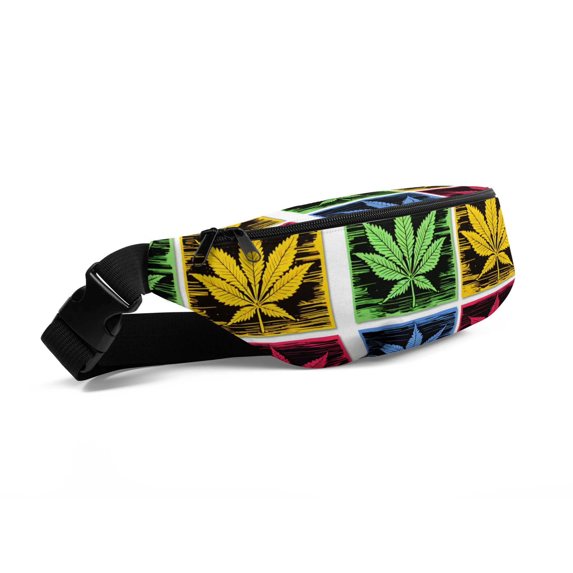 Colorful Leaf Grid All-Over Print Fanny Pack product image (3)