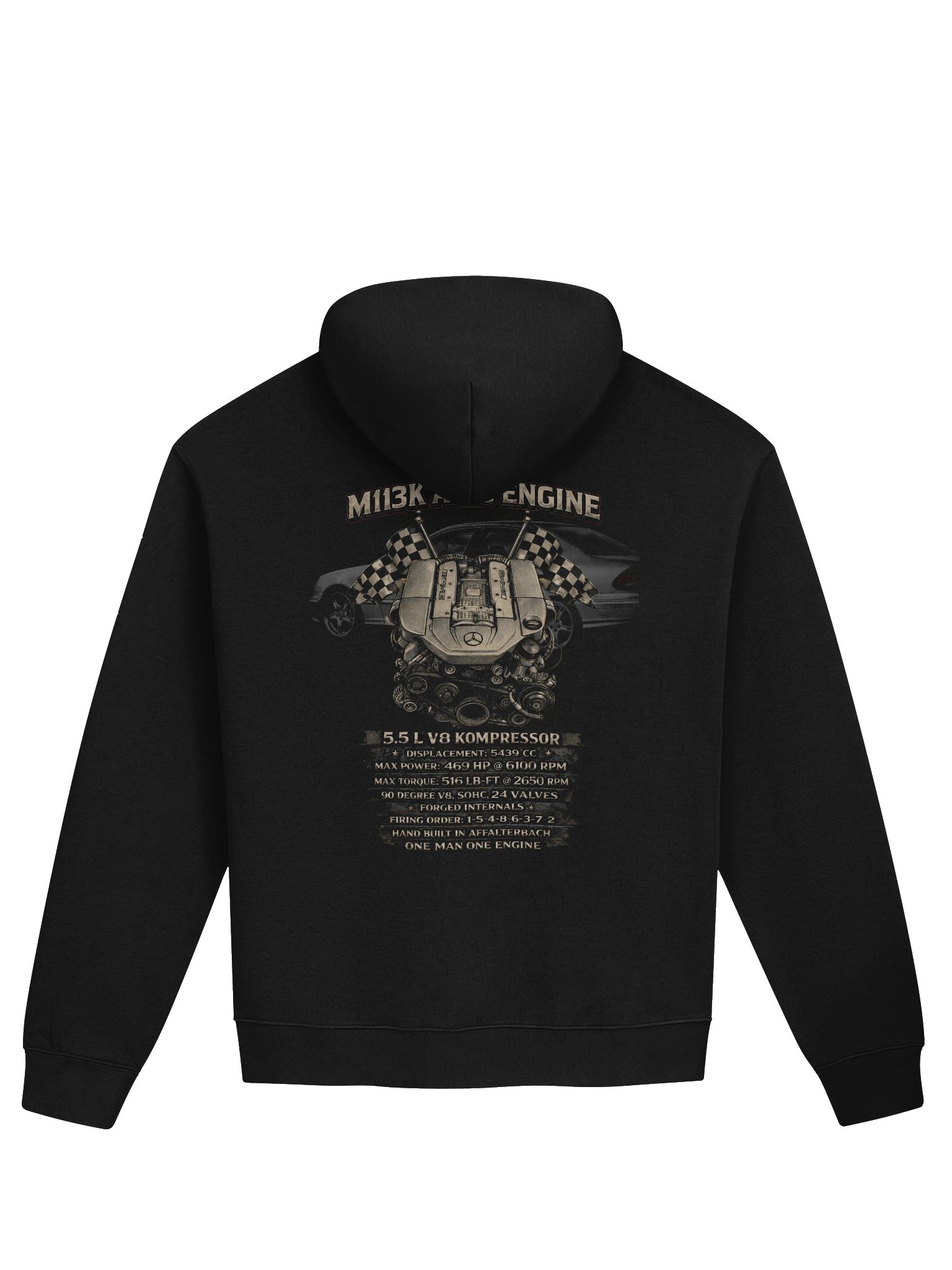 M113K V8 Heritage Hoodie Black: Double-Sided product image (2)