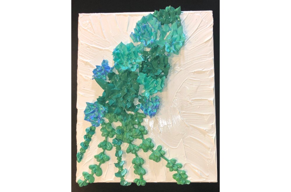 "Succulents and white"- Impasto acrylic on 8"x10" birch canvas product image (1)