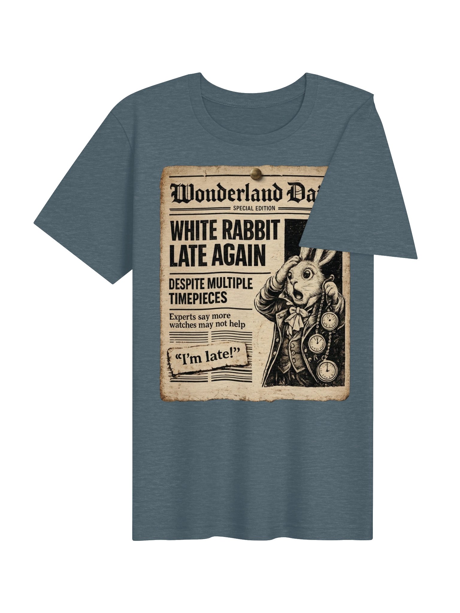 Wonderland Daily White Rabbit T-Shirt, Funny Alice Fan Shirt product image (5)