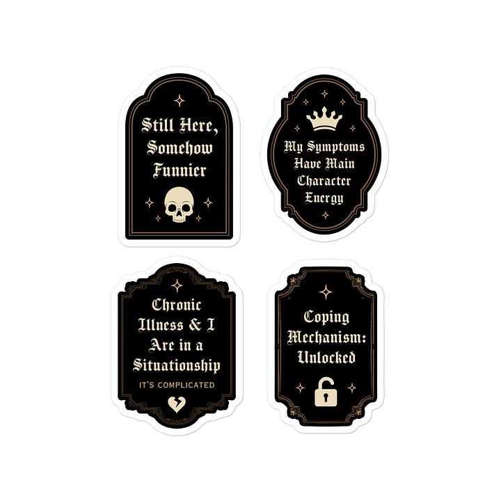 Chronic Illness Dark Humor Decal Sheet | Gothic Spoonie Sticker Pack product image (1)
