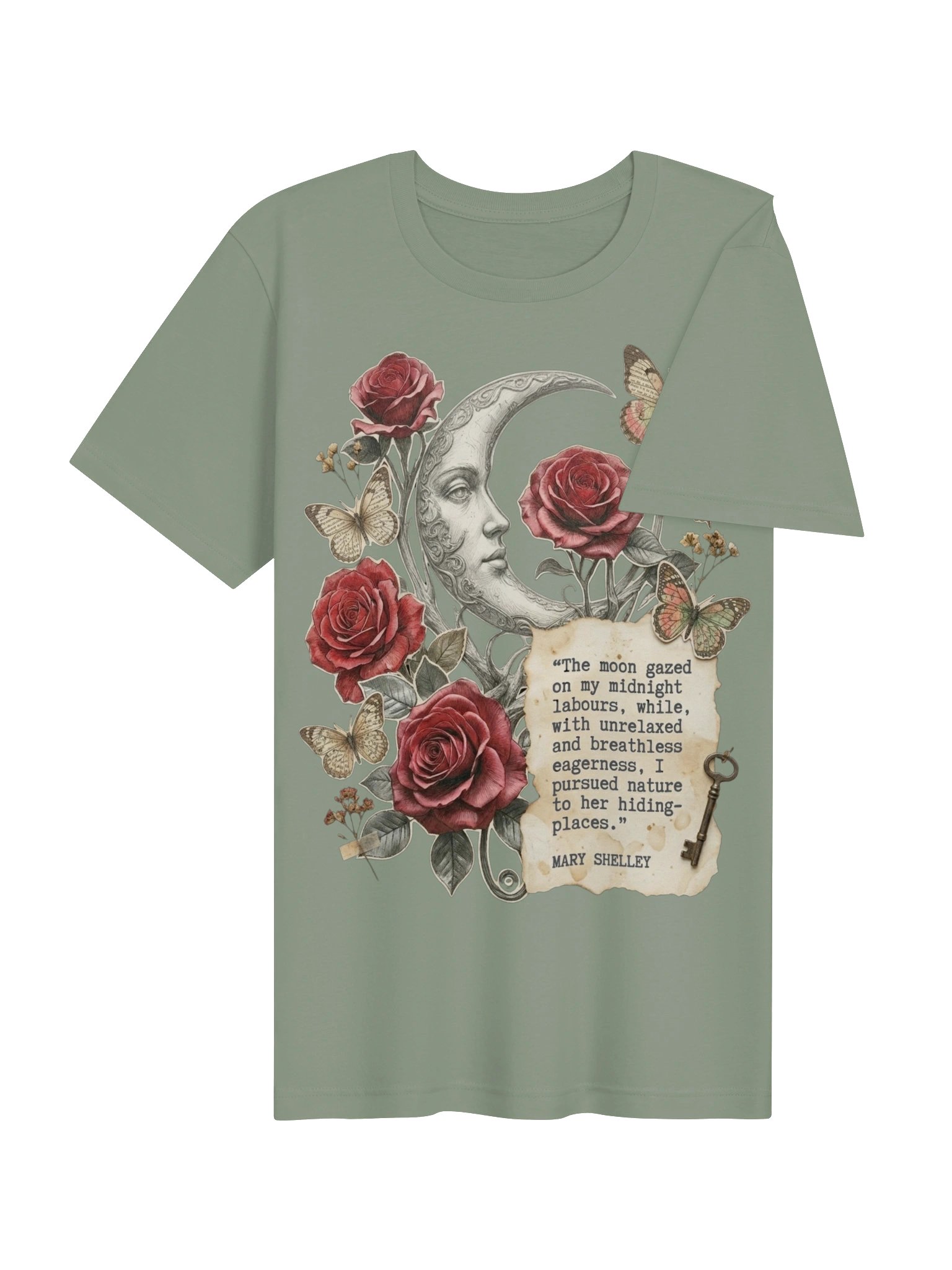 Mary Shelley Quote Shirt, Gothic Literature Tee, Dark Academia Floral Shirt product image (5)