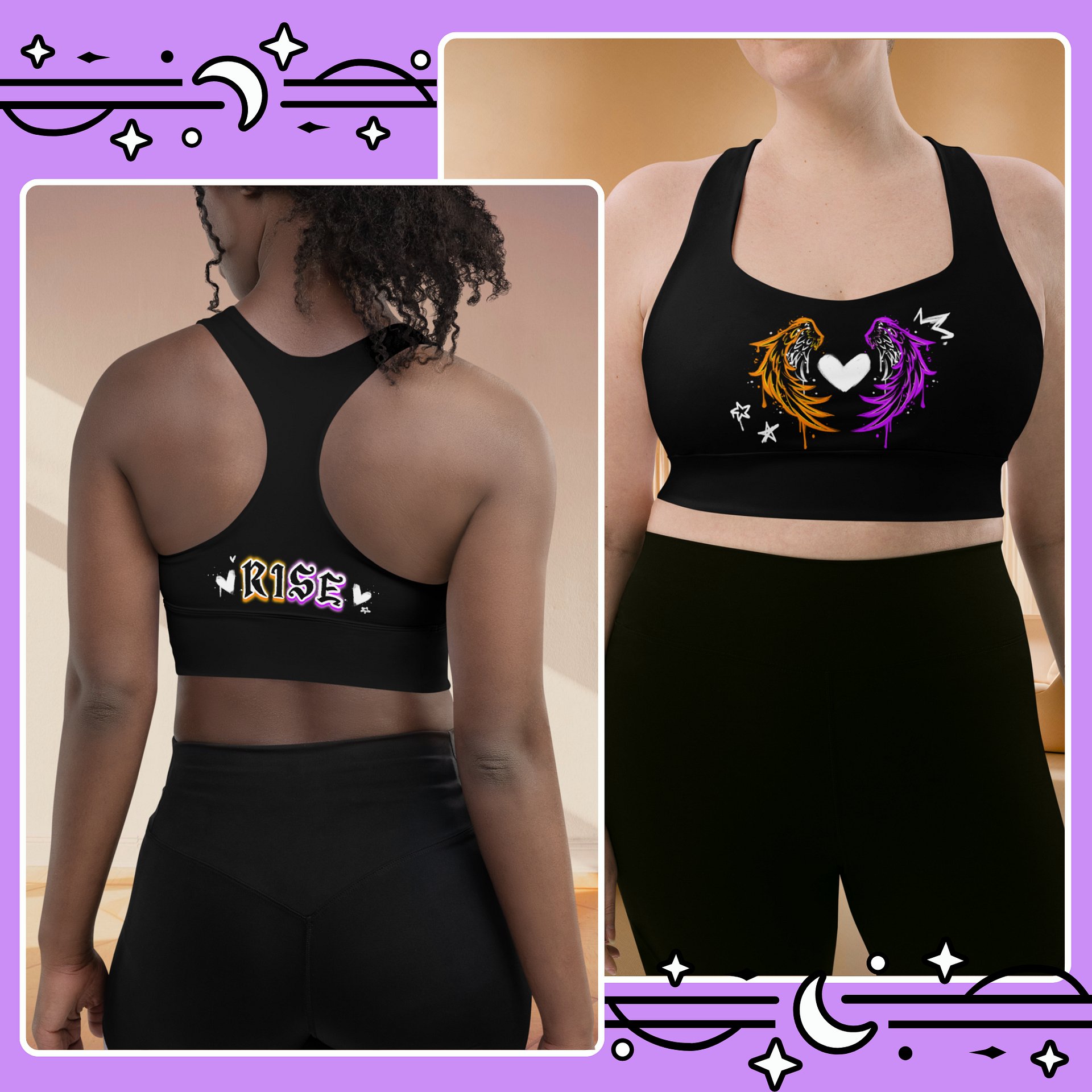 RISE Collection: Subtle Nonbinary Pride Phoenix Mild Compression Sports Bra product image (2)