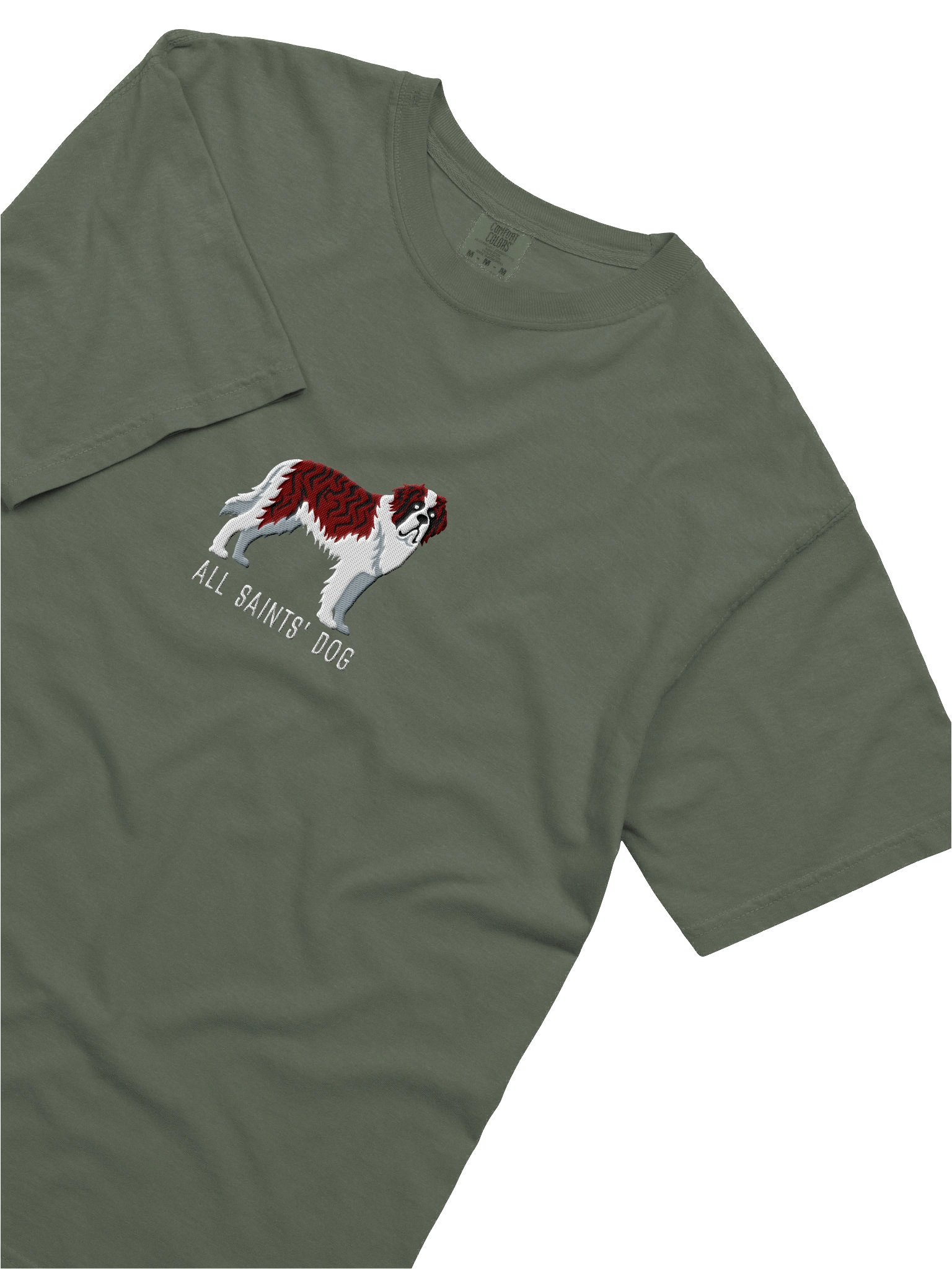 All Saints' Dog T-Shirt(Embroidered) of a Saint Bernard(Brindle & White) product image (8)
