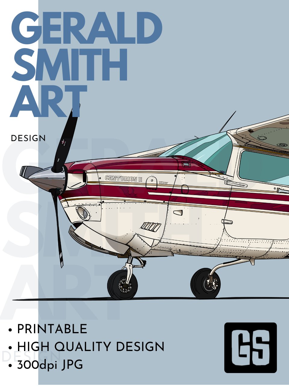 Cessna 210 ZS-KYJ Digital Printable Aviation Art Illustration Perfect Gift for Pilots & Enthusiasts product image (3)