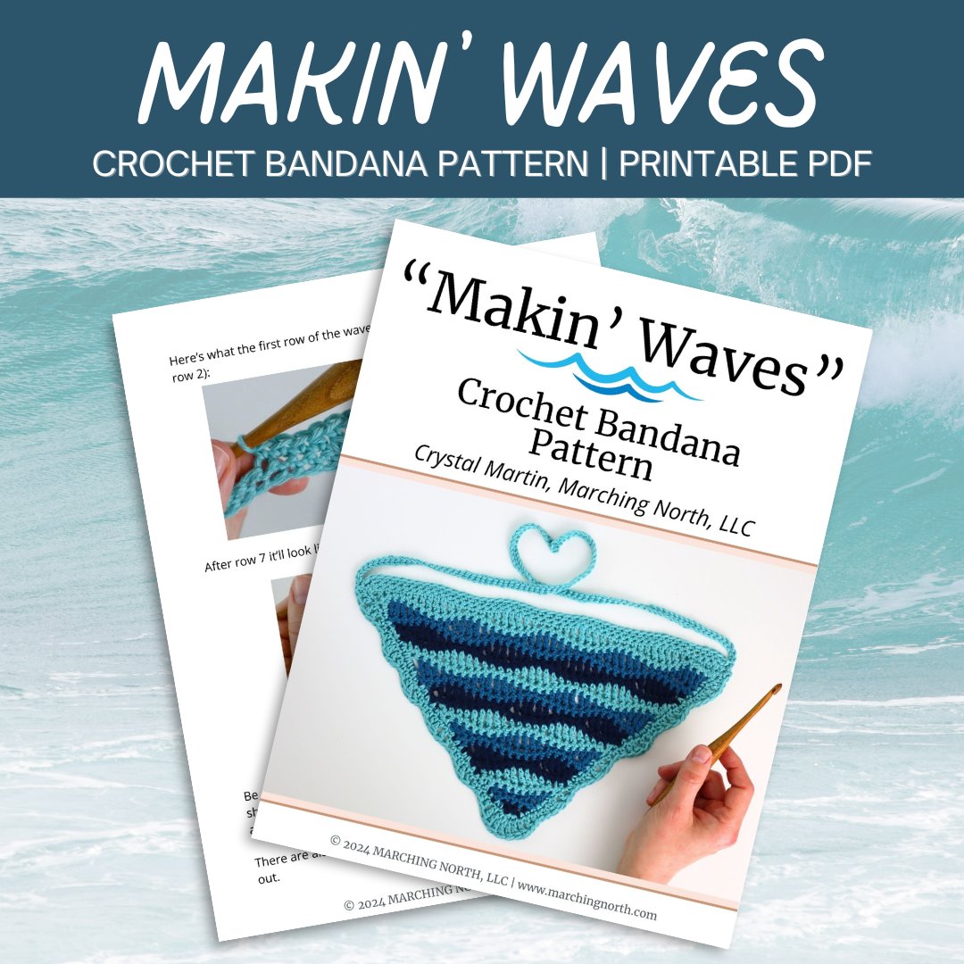 Crochet Bandana Scarf Pattern | Makin' Waves Triangle Kerchief (Digital PDF Pattern) product image (2)