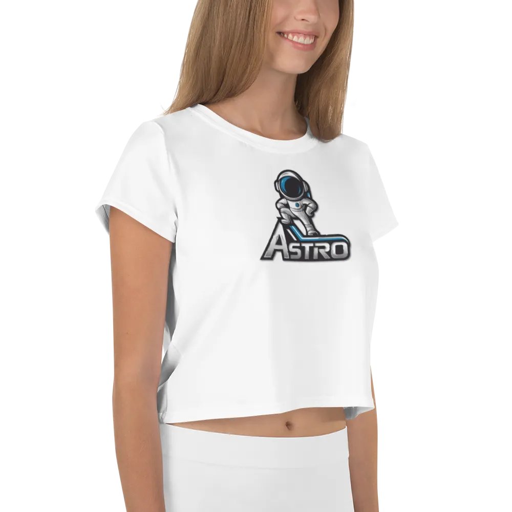 Astro Women's Crop Tee - Trendy Astronaut Graphic in White product image (10)