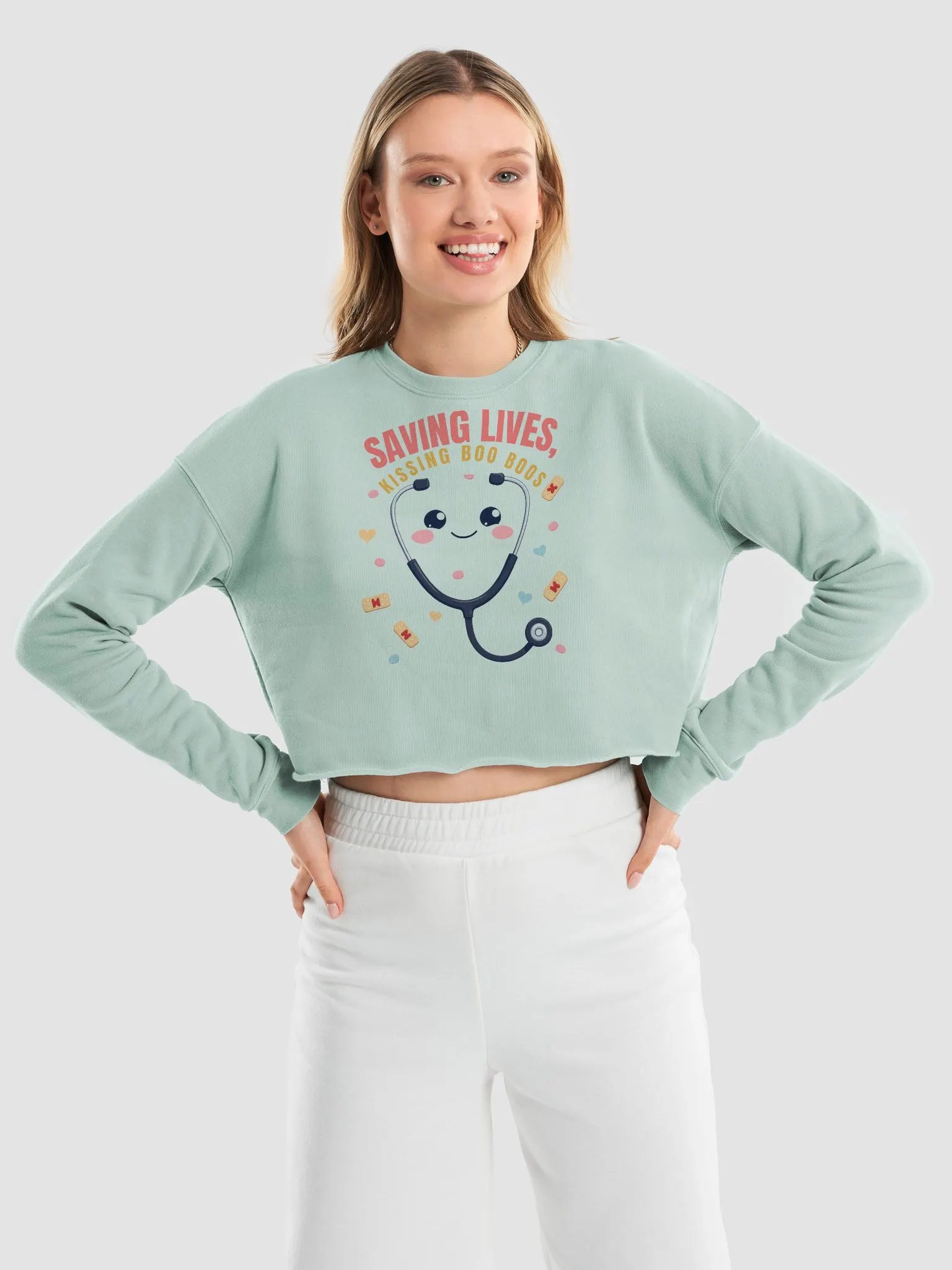 Smiling Stethoscope Crop Sweatshirt product image (21)