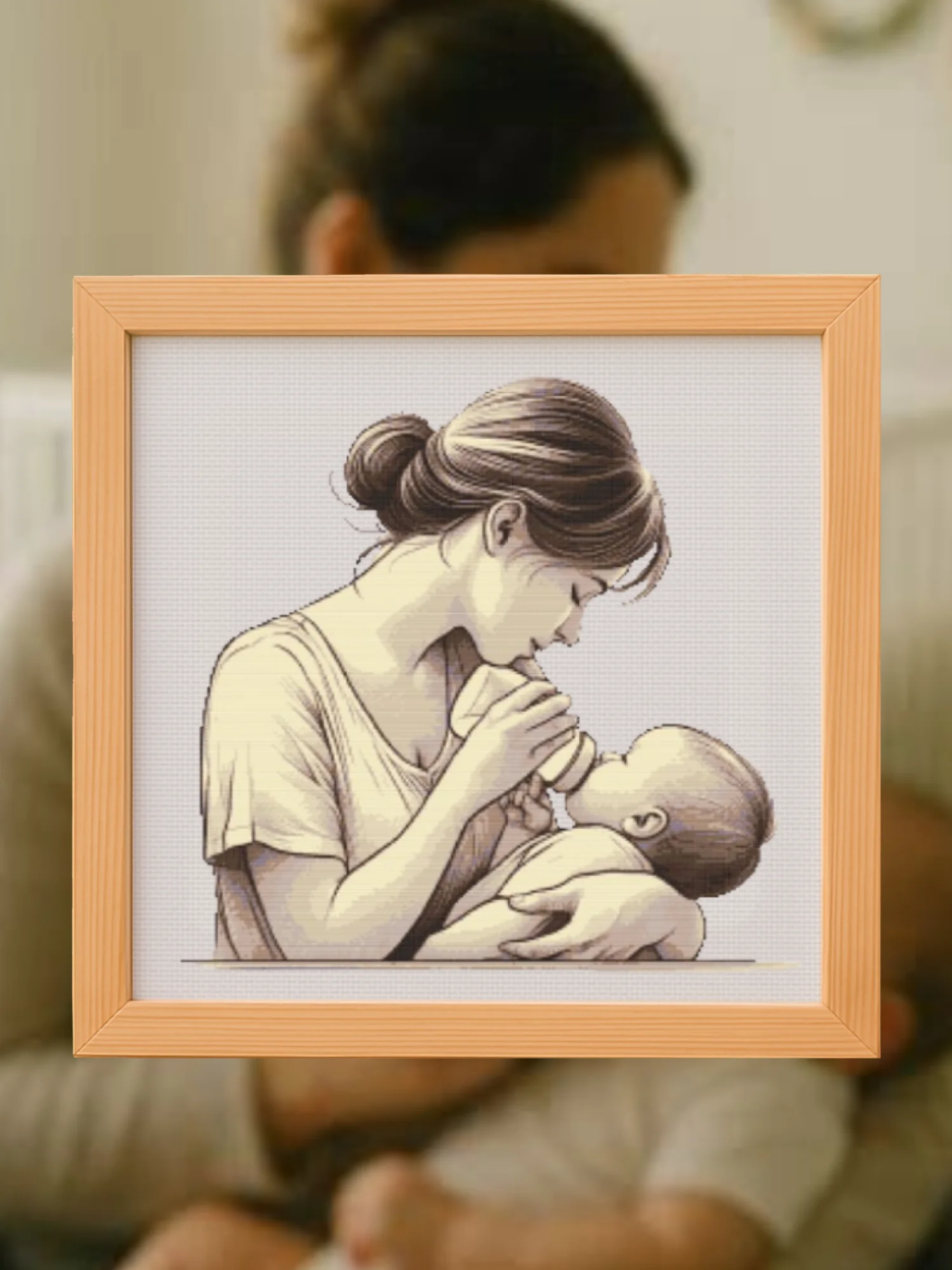 Mama Bottle Feeding Cross Stitch Pattern product image (1)