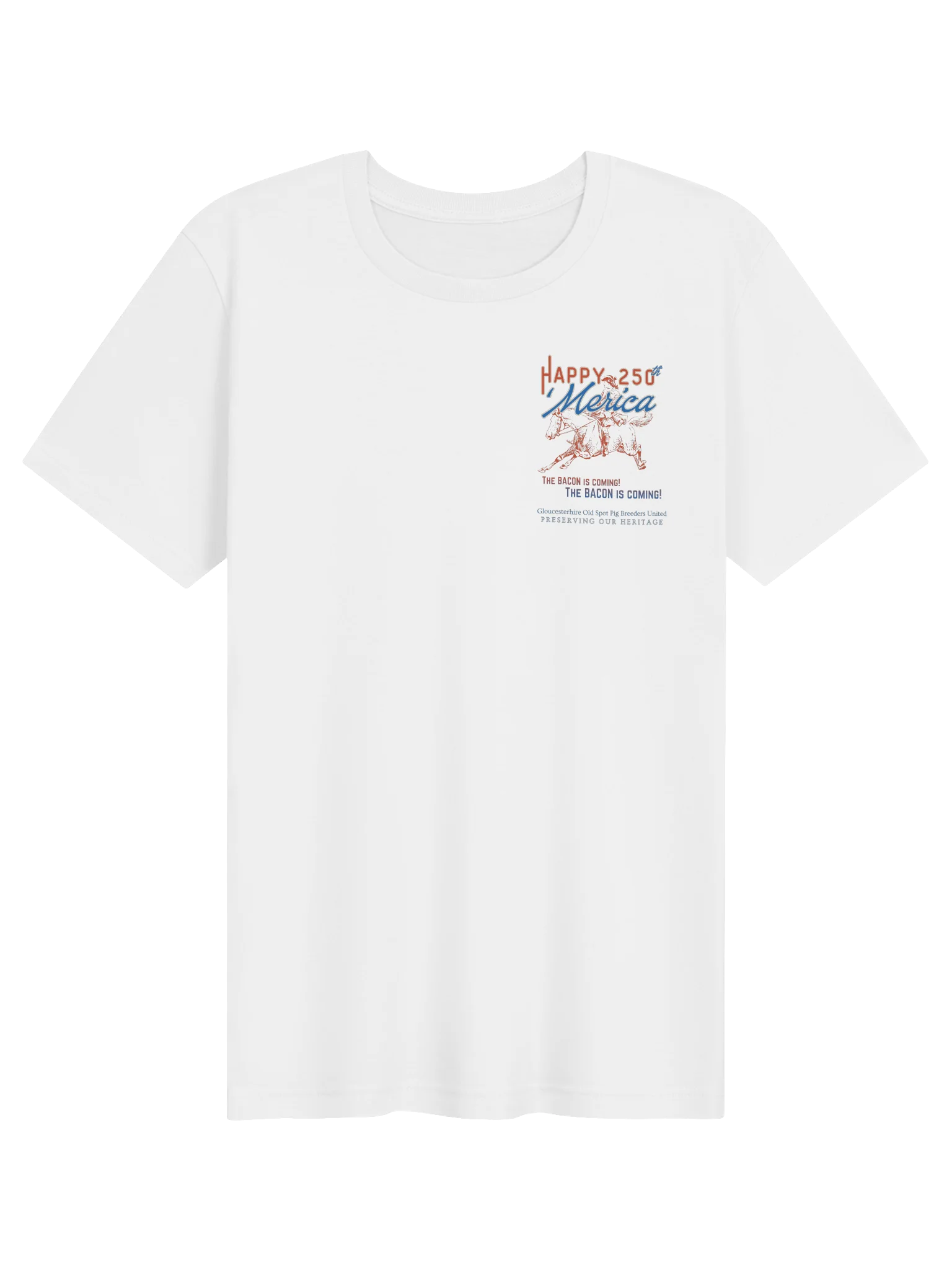 4th of July Gloucester Pig Logo Tee - THE BACON IS COMING! product image (1)