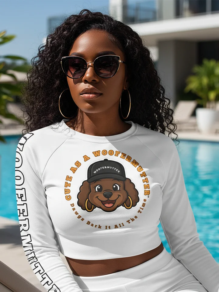 Cute As A WooferMutter™ Long Sleeve White Crop Top product image (1)