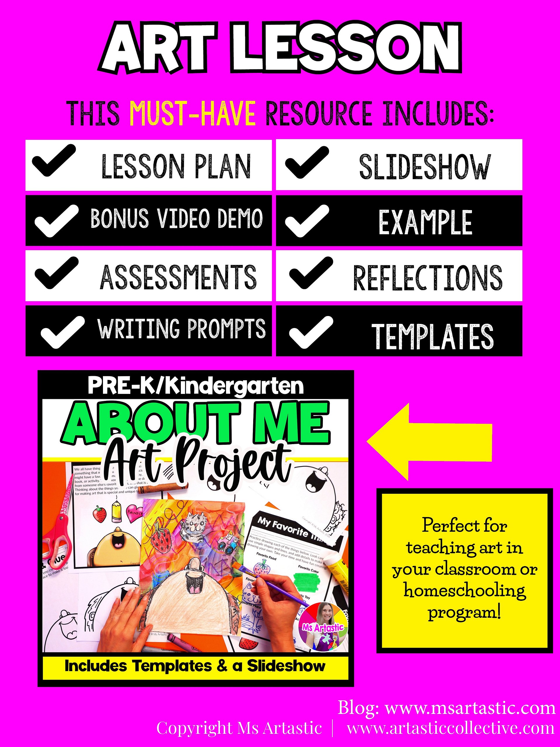 About Me Art Lesson Pre K Favorite Things Art Project Preschool Kindergarten Art product image (5)
