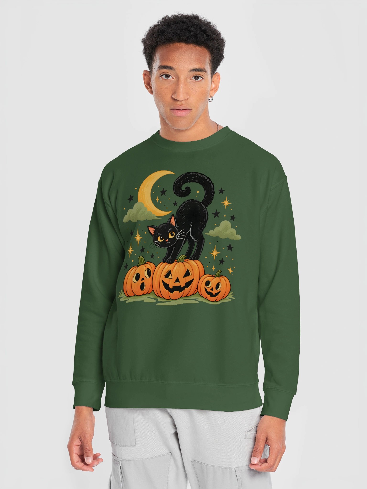 Black Cat Halloween Pumpkin Sweatshirt product image (62)