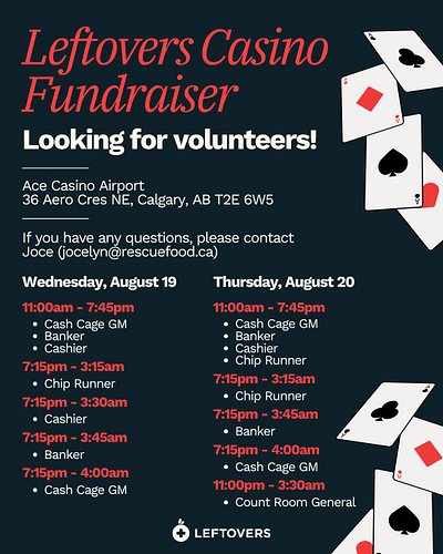 We still have some volunteer positions that we need to fill for our Casino Fundraiser in Calgary! 🎰

Your volunteering will h...