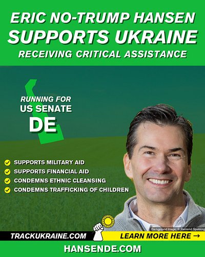 Eric No-Trump Hansen is running in Delaware's Democratic Senate primary.

✅Supports military aid
✅Supports financial aid
✅Con...