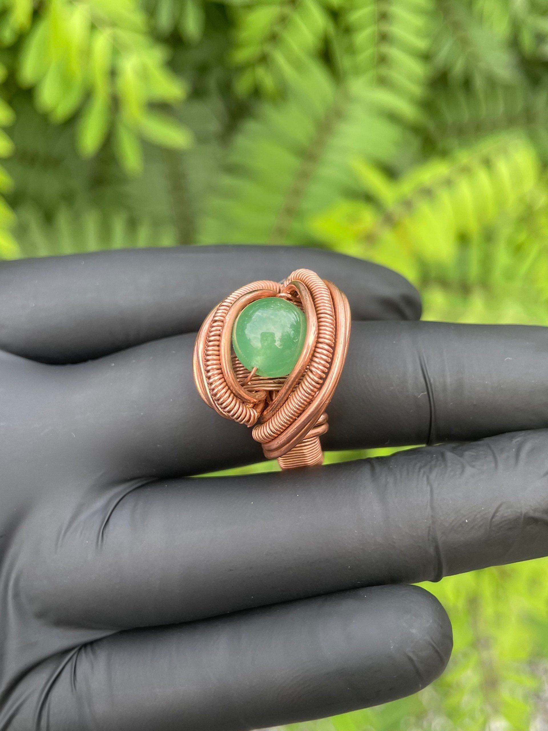Handcrafted Copper Green Aventurine Crystal Ring product image (2)