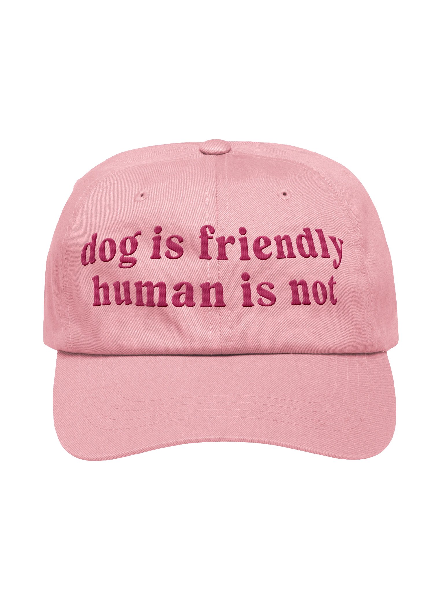Dog Is Friendly. Human Is Not Classic Dad Hat(Embroidered) Low Contrast(Pink) product image (1)