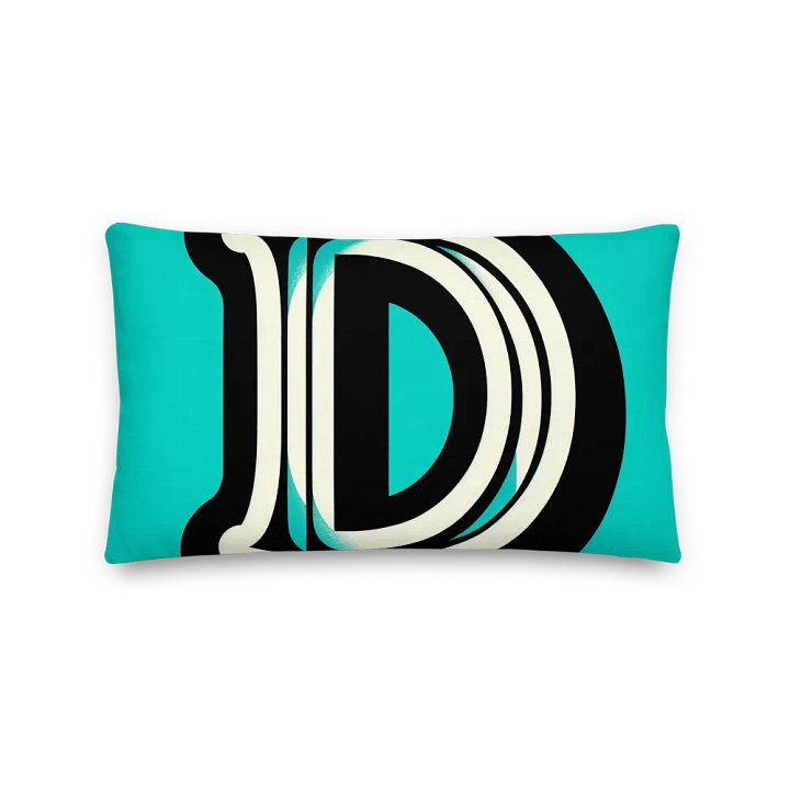Shadowed Turquoise D Premium Pillow | AI Design initial D product image (2)