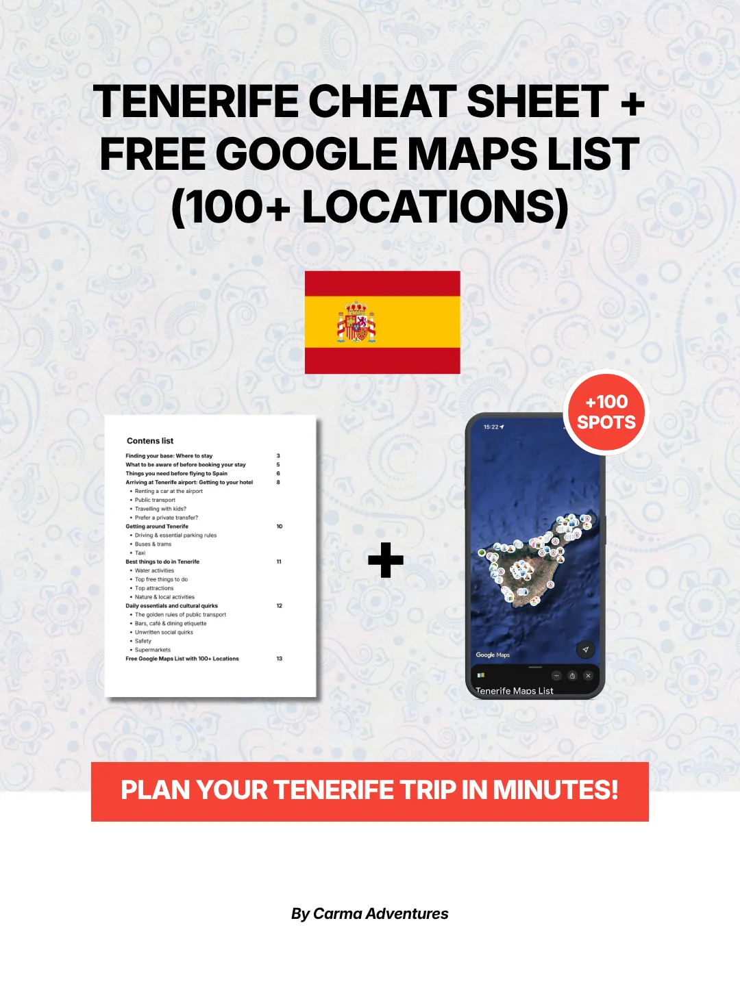 Tenerife Cheat Sheet + FREE Google Maps List (100+ LOCATIONS) product image (1)