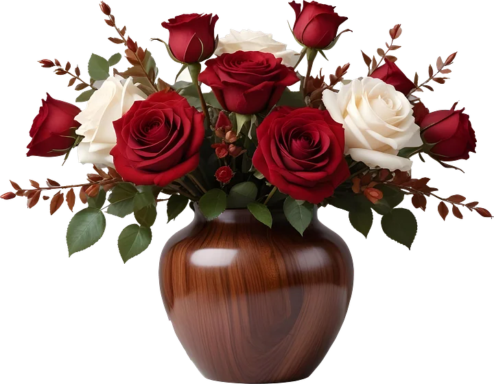 Rustic Harmony – Wood-Grain Rose Vase PNG product image (1)