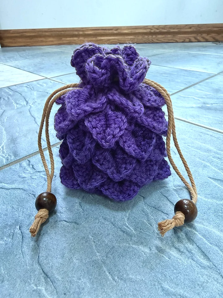 Purple Dragon Scale Crochet Pouch product image (1)