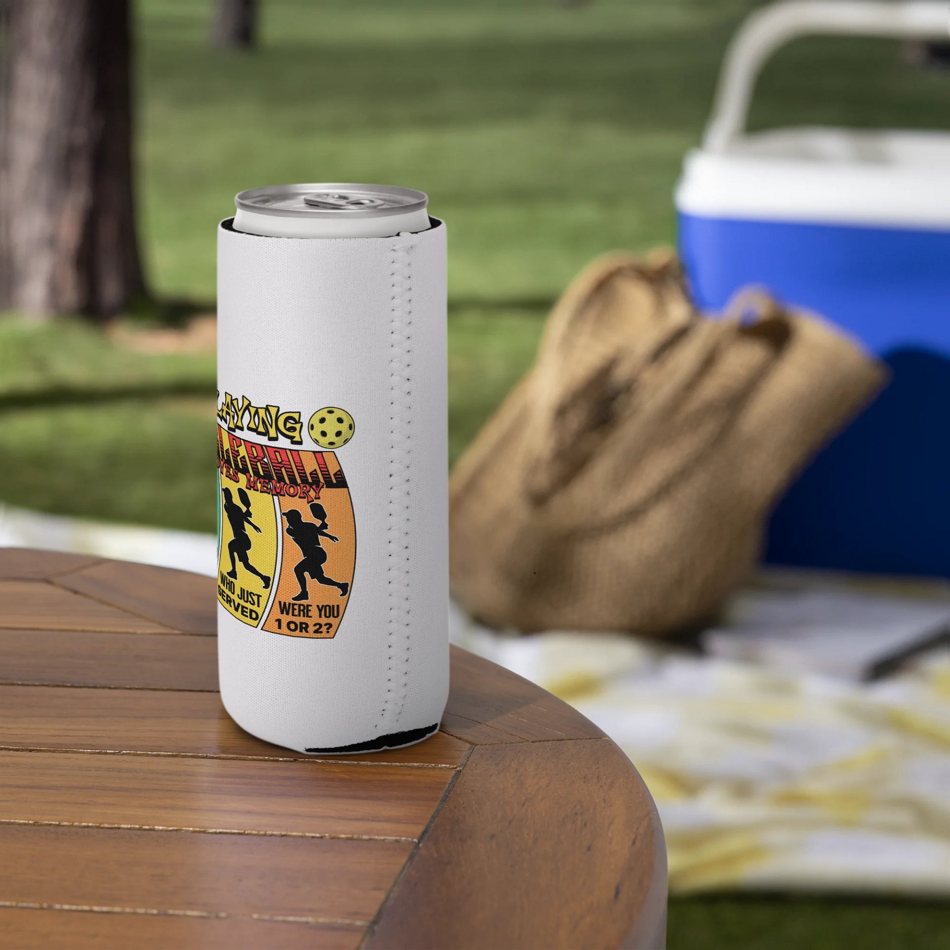 Playing Pickleball Improves Memory Ribbon Can Cooler product image (5)