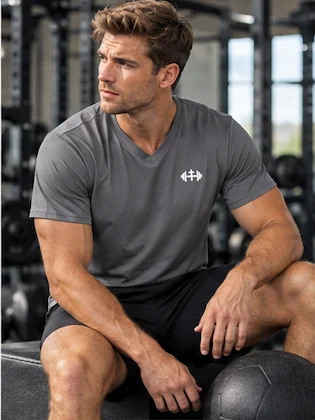 His House Mens Performance V-Neck T-Shirt - Grey by His House