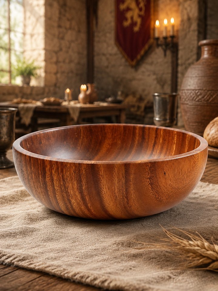 The Armored Kingdom Regal Harvest Serving Bowl-9.5 Inch Acacia Wood Salad Bowl product image (1)
