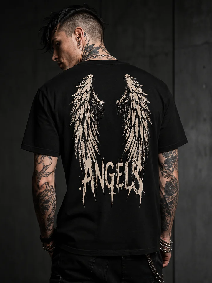 Angel’s Club Gothic Angel Wings T-Shirt | Unisex Back Print Tee product image (2)
