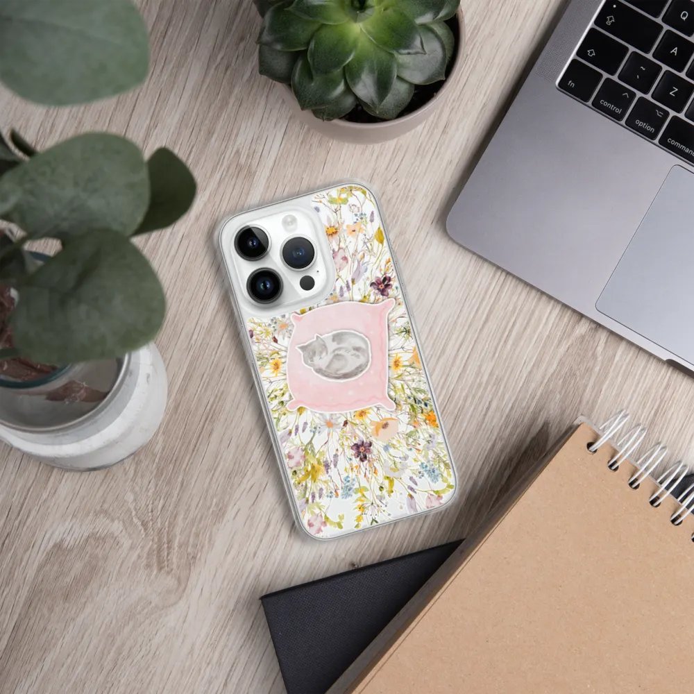 Sleeping Cat Floral iPhone Clear Case product image (290)