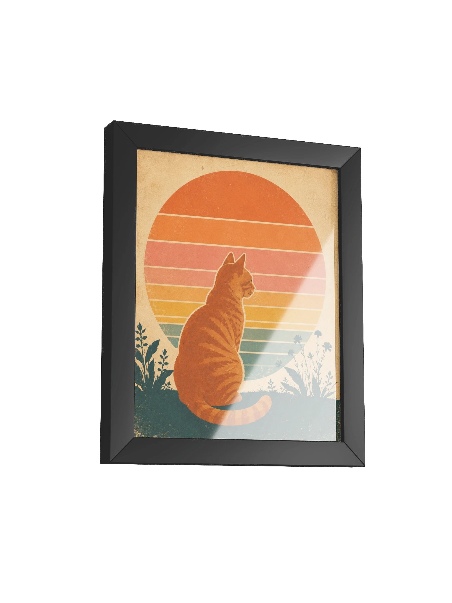 Retro Cat Sunset Framed Poster product image (2)