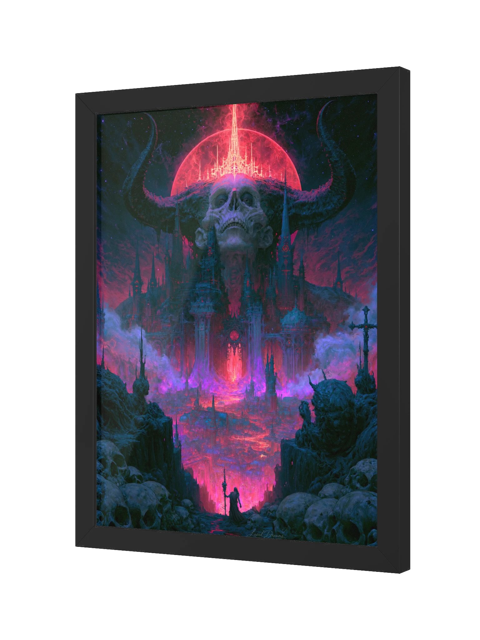Gothic Skull City Framed Art Print — Where the Deathless Reign product image (6)