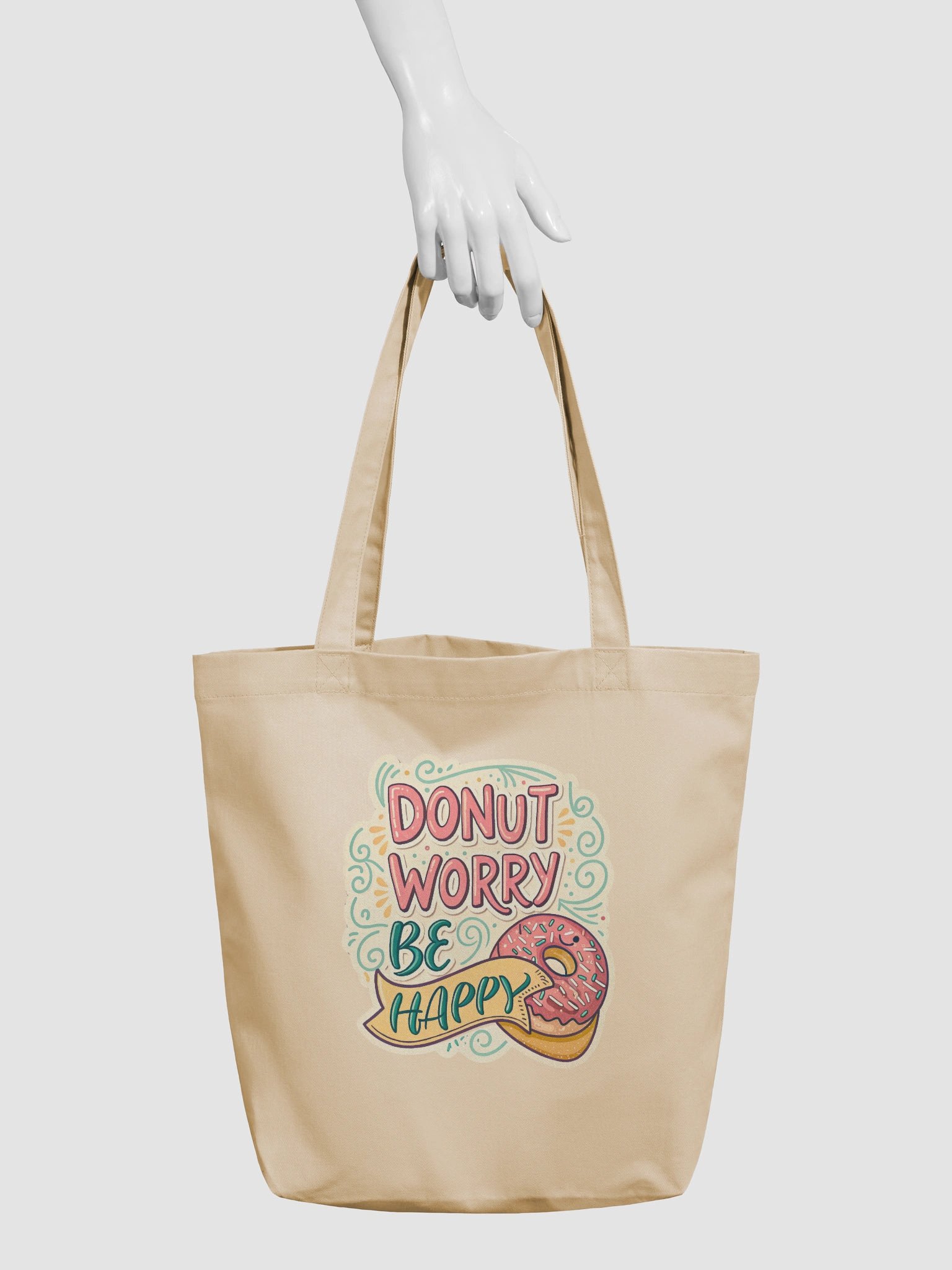 Whimsical Donut Worry Be Happy Tote Bag product image (3)