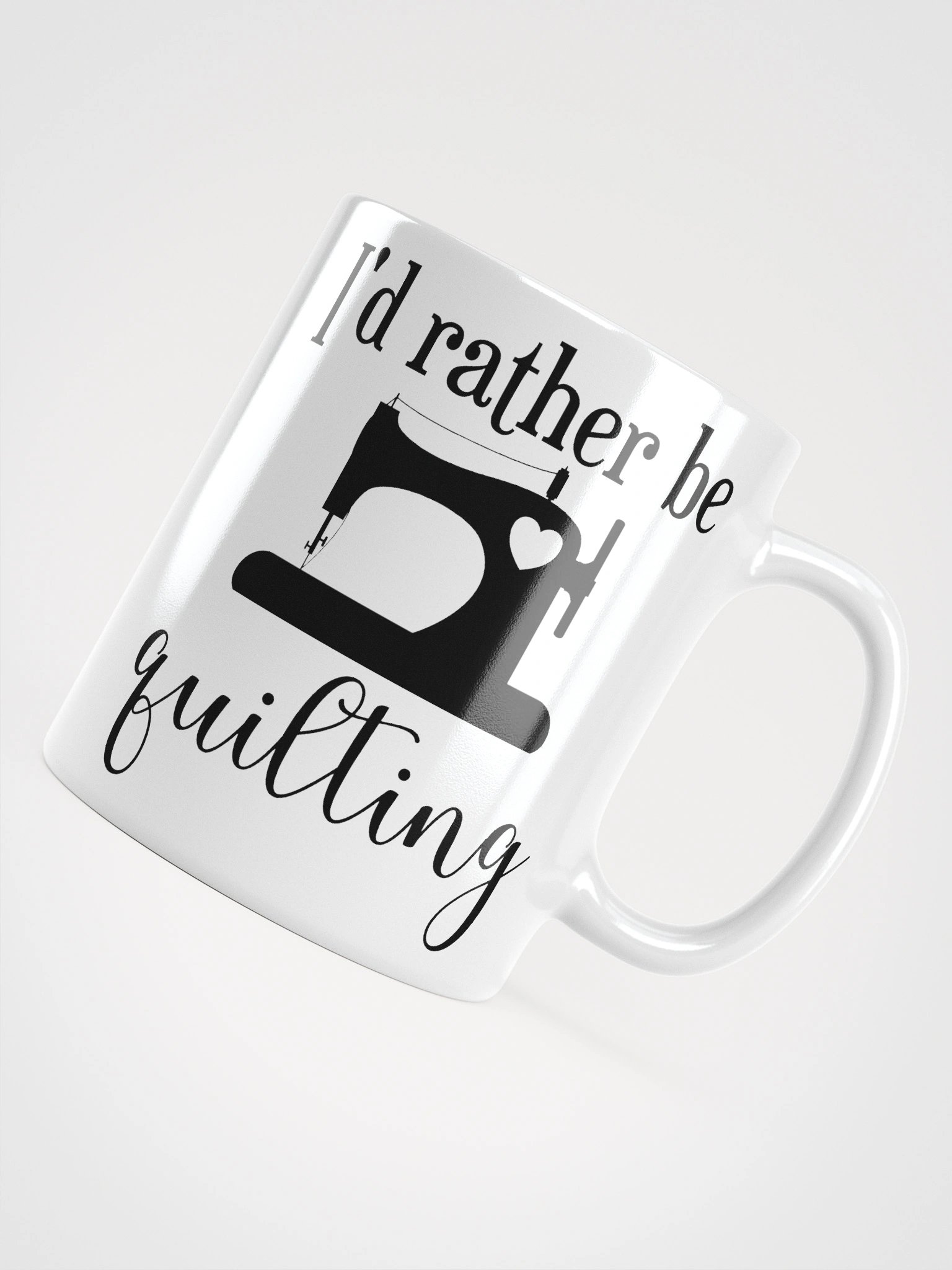 I'd Rather Be Quilting | Quilters Gift - White Ceramic Mug (Black Text) product image (11)