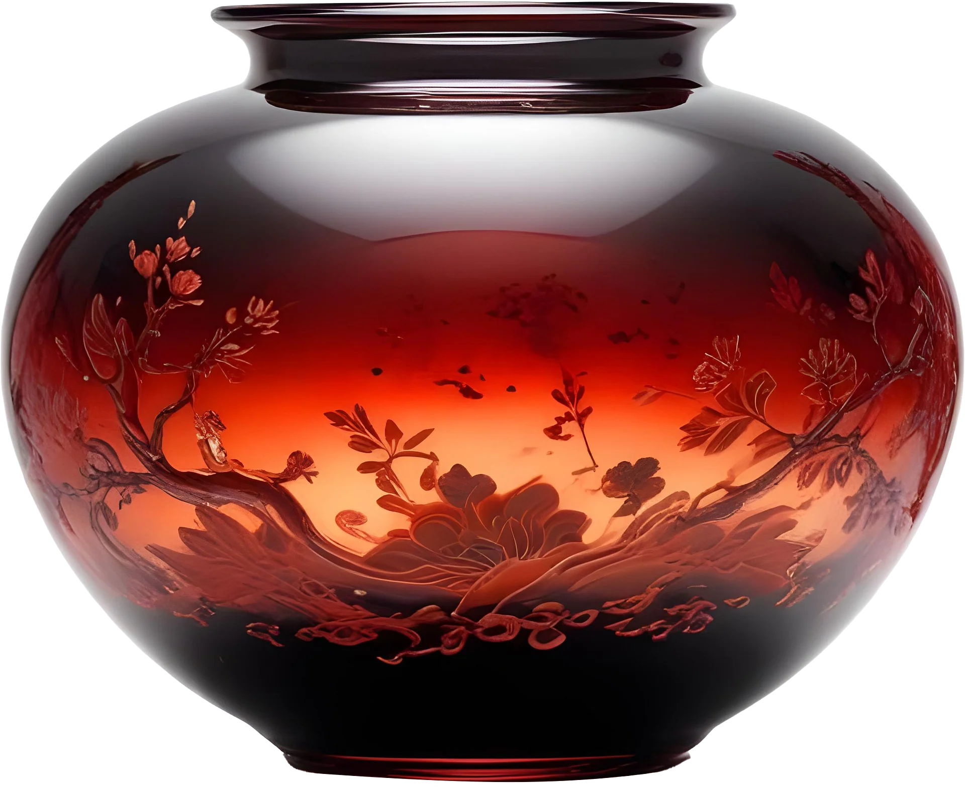 Chinese Glass Vase – Crimson Sunset Elegance PNG product image (1)