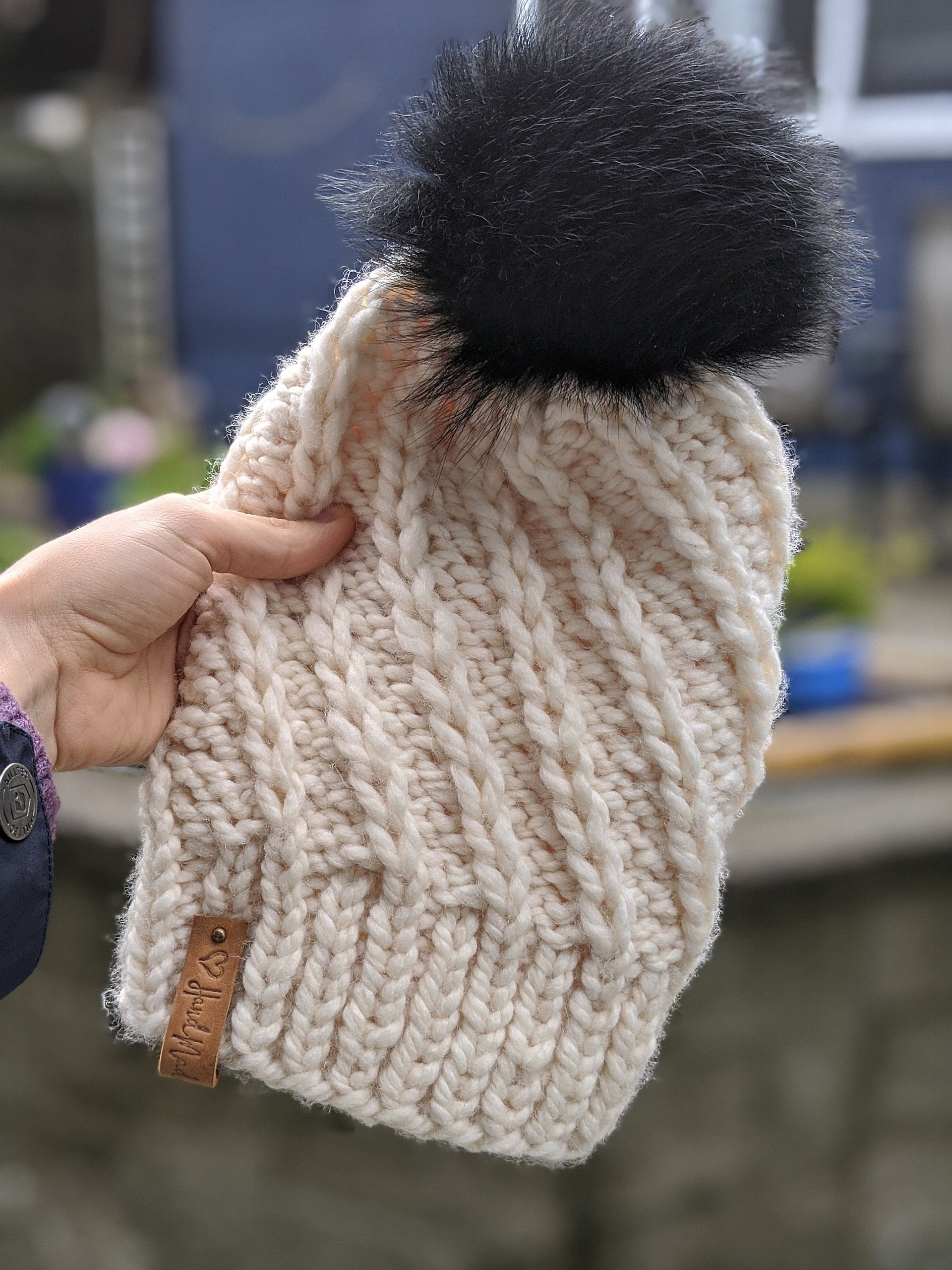 Latte Cable Knit Winter Hat Pattern product image (7)