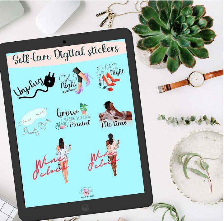 Self Care Digital Stickers for Goodnotes - Noteshelf - Xodo Sticker Book product image (2)