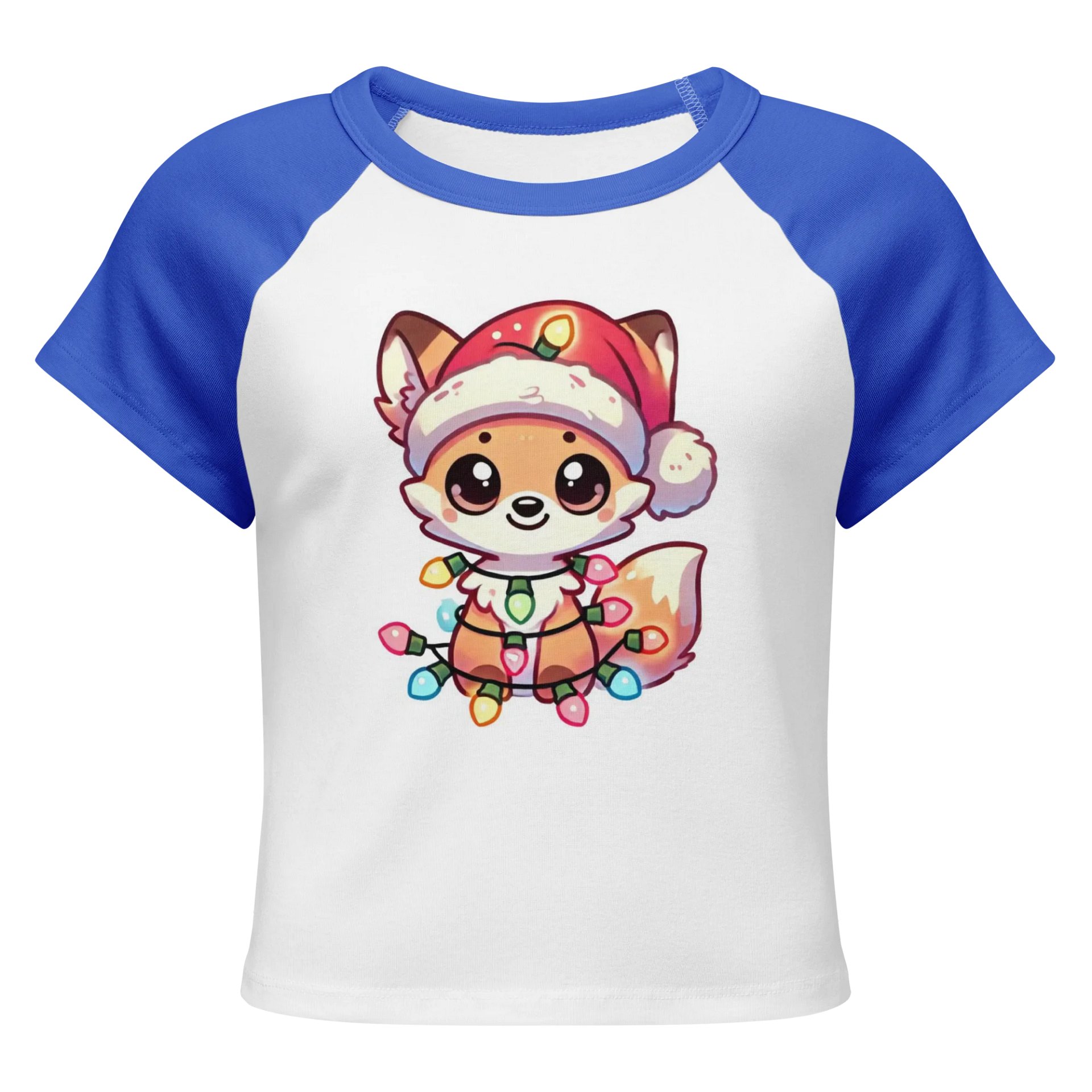Festive Fox Santa Hat Raglan Tee product image (4)
